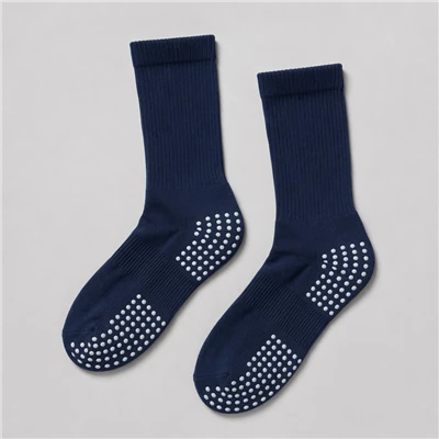 Meias Grip Futebol Azul Marinho Tripulação Antiderrapante