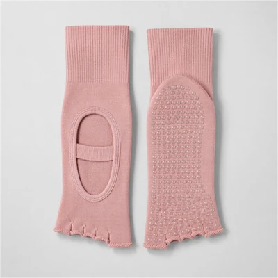 Meias Open Toe Pilates Grip Dusty Rose mulher